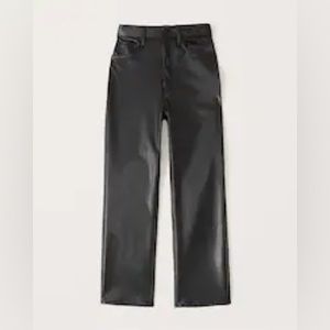 Vegan Leather Ankle Straight Pants